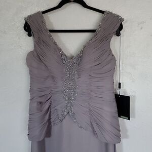 VM Collection Platinum Beaded Gown Size 12